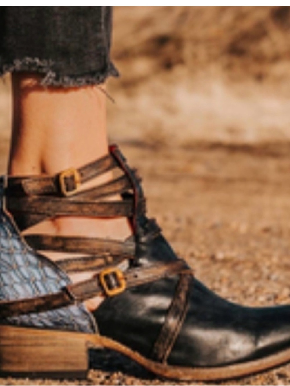 Freebird by Steven
Blue, Purple Croc, and Brown Straps Ankle Booties - Picture 2 of 6